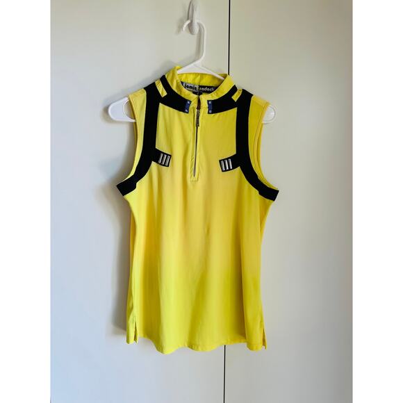 Jamie Sadock Activewear Shirt Yellow/Black SizeM Golf/Tennis looks - Picture 1 of 3
